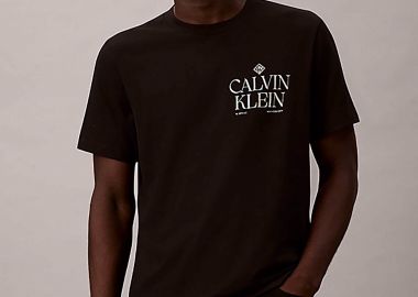 Calvin Klein Jeans ανδρικό T-shirt μονόχρωμο με λογότυπο Relaxed Fit - LV14RE801G Μαύρο - CALVIN KLEIN JEANS - 