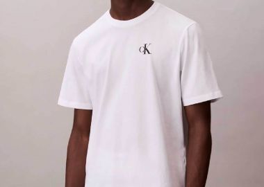 Calvin Klein Jeans ανδρικό T-shirt μονόχρωμο με λογότυπο Relaxed Fit - LV14RF852G Λευκό - CALVIN KLEIN JEANS - 