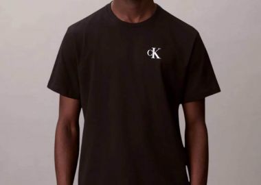 Calvin Klein Jeans ανδρικό T-shirt μονόχρωμο με λογότυπο Relaxed Fit - LV14RF852G Μαύρο - CALVIN KLEIN JEANS - 