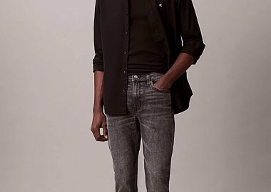 Calvin Klein Jeans ανδρικό τζιν παντελόνι πεντάτσεπο Tapered Fit - LV04RD702G Γκρι - CALVIN KLEIN JEANS - 