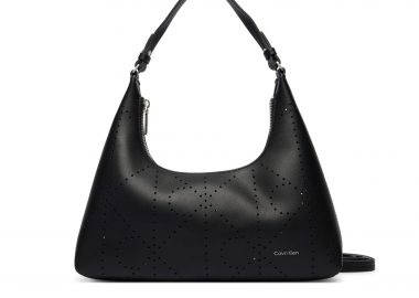 Calvin Klein Jeans γυναικεία δερμάτινη τσάντα ώμου με pouch και all-over monogram - LV04F3367G Μαύρο - CALVIN KLEIN JEANS - 