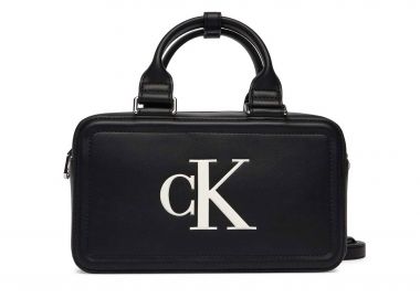 Calvin Klein Jeans γυναικεία τσάντα χειρός με ανάγλυφο μονόγραμμα - LV04F3411G Ασπρόμαυρο - CALVIN KLEIN JEANS - 