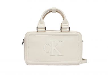 Calvin Klein Jeans γυναικεία τσάντα χειρός με ανάγλυφο μονόγραμμα - LV04F3411G Λευκό - CALVIN KLEIN JEANS - 