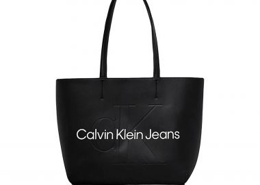 Calvin Klein Jeans γυναικεία τσάντα shopper με ανάγλυφο λογότυπο - K60K610276 Μαύρο - CALVIN KLEIN JEANS - 