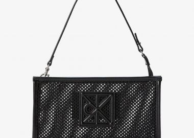 Calvin Klein Jeans γυναικείο mini bag με διάτρητο σχέδιο και monogram - LV04F1136G Μαύρο - CALVIN KLEIN JEANS - 