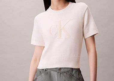 Calvin Klein Jeans γυναικείο πουλόβερ με λογότυπο Regular Fit - LV044E306G Εκρού - CALVIN KLEIN JEANS - 