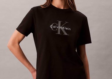 Calvin Klein Jeans γυναικείο T-shirt μονόχρωμο με λογότυπο Regular Fit - LV047B865G Μαύρο - CALVIN KLEIN JEANS - 
