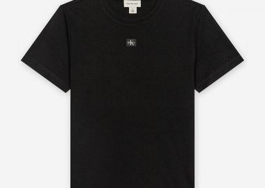 Calvin Klein Jeans γυναικείο T-shirt μονόχρωμο με λογότυπο Regular Fit - LV047F227G Μαύρο - CALVIN KLEIN JEANS - 