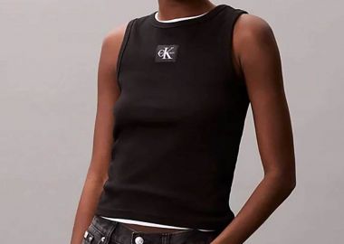 Calvin Klein Jeans γυναικείο τοπ αμάνικο ribbed - LV047C201G Μαύρο - CALVIN KLEIN JEANS - 