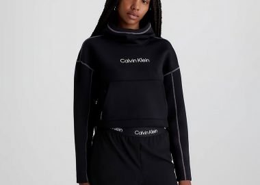 CALVIN KLEIN PERFORMANCE CROPPED LOGO HOODIE ΜΑΥΡΟ - CALVIN KLEIN PERFORMANCE - 