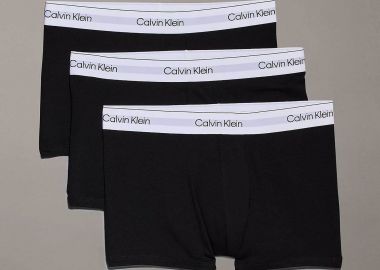 Calvin Klein σετ ανδρικά εσώρουχα trunk με λογότυπο (3 τεμάχια) - LV00NB4392 Ασπρόμαυρο - CALVIN KLEIN - 