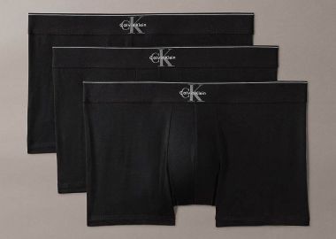 Calvin Klein σετ ανδρικά εσώρουχα trunk με monogram (3 τεμάχια) - LV00NB4472 Μαύρο - CALVIN KLEIN - 