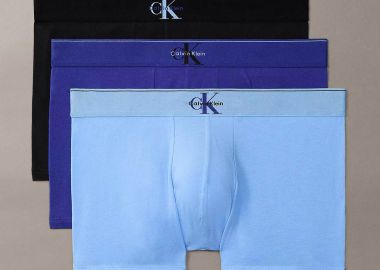 Calvin Klein σετ ανδρικά εσώρουχα trunk με monogram (3 τεμάχια) - LV00NB4472 Μπλε - CALVIN KLEIN - 