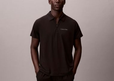 CALVIN KLEIN ZIP PIQUE SPORT POLO SHIRT ΜΑΥΡΟ - CALVIN KLEIN PERFORMANCE - 
