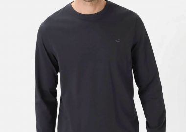 Camel Active ανδρική μακρυμάνικη μπλούζα με κεντημένο monogram Regular Fit - C261-409600-7T06 Μπλε Σκούρο - CAMEL ACTIVE - 