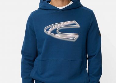 Camel Active ανδρική μπλούζα φούτερ με κουκούλα και monogram print Relaxed Fit - C261-409460-7W49 Μπλε - CAMEL ACTIVE - 