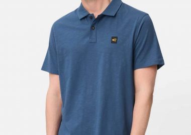 Camel Active ανδρική μπλούζα πόλο με κεντημένο monogram Regular Fit - C261-409920-7P08 Μπλε - CAMEL ACTIVE - 
