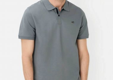 Camel Active ανδρική μπλούζα πόλο πικέ με κεντημένο monogram Regular Fit - C261-409920-7P01 Γκρι - CAMEL ACTIVE - 