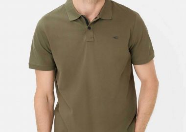 Camel Active ανδρική μπλούζα πόλο πικέ με κεντημένο monogram Regular Fit - C261-409920-7P01 Λαδί - CAMEL ACTIVE - 
