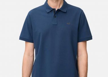 Camel Active ανδρική μπλούζα πόλο πικέ με κεντημένο monogram Regular Fit - C261-409920-7P01 Μπλε - CAMEL ACTIVE - 