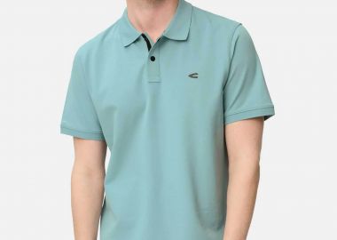 Camel Active ανδρική μπλούζα πόλο πικέ με κεντημένο monogram Regular Fit - C261-409920-7P01 Πράσινο Aqua - CAMEL ACTIVE - 