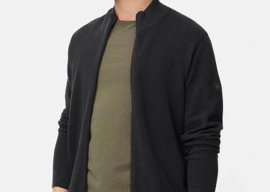 Camel Active ανδρική πλεκτή ζακέτα structured με ψηλό λαιμό Regular Fit - C261-409501-7K01 Μπλε Σκούρο - CAMEL ACTIVE - 