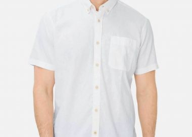 Camel Active ανδρικό κοντομάνικο πουκάμισο button down με τσέπη και κεντημένο monogram Regular Fit - C261-409256-7S56 Λευκό - CAMEL ACTIVE - 