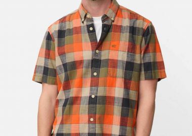 Camel Active ανδρικό κοντομάνικο πουκάμισο button down με τσέπη και κεντημένο monogram Regular Fit - C261-409261-7S61 Πορτοκαλί - CAMEL ACTIVE - 