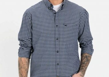 Camel Active ανδρικό πουκάμισο button down με καρό σχέδιο και τσέπη με κεντημένο monogram Regular Fit - C261NOS-409110-9S10N Μπλε Σκούρο - CAMEL ACTIVE - 