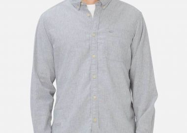 Camel Active ανδρικό πουκάμισο button down με ριγέ σχέδιο και τσέπη με κεντημένο monogram Regular Fit - C261-409117-7S17 Γκρι - CAMEL ACTIVE - 