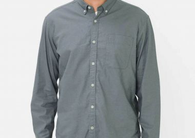 Camel Active ανδρικό πουκάμισο button down με τσέπη και κεντημένο monogram Regular Fit - C261-409116-7S16 Γκρι - CAMEL ACTIVE - 