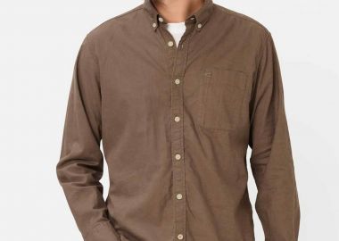 Camel Active ανδρικό πουκάμισο button down με τσέπη και κεντημένο monogram Regular Fit - C261-409116-7S16 Καφέ - CAMEL ACTIVE - 