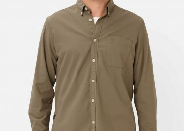 Camel Active ανδρικό πουκάμισο button down με τσέπη και monogram Regular Fit - C261-409105-7S05 Λαδί - CAMEL ACTIVE - 
