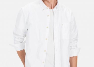 Camel Active ανδρικό πουκάμισο oxford button down με τσέπη και κεντημένο monogram Regular Fit - C261NOS-409101-9S01N Λευκό - CAMEL ACTIVE - 