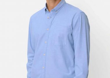 Camel Active ανδρικό πουκάμισο oxford button down με τσέπη και κεντημένο monogram Regular Fit - C261NOS-409105-9S05 Μπλε Ανοιχτό - CAMEL ACTIVE - 