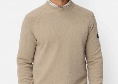 Camel Active ανδρικό πουλόβερ με monogram Regular Fit - C261-409500-7K56 Μπεζ - CAMEL ACTIVE - 