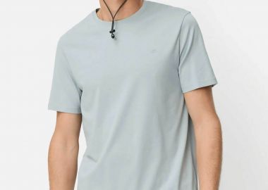 Camel Active ανδρικό T-shirt με κεντημένο monogram Regular Fit - C261-409700-7T07 Γκρι Γαλάζιο - CAMEL ACTIVE - 