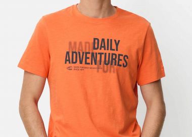 Camel Active ανδρικό T-shirt με lettering Relaxed Fit - C261-409700-7T17 Πορτοκαλί - CAMEL ACTIVE - 