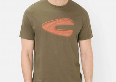 Camel Active ανδρικό T-shirt με monogram print Regular Fit - C261-409700-7T02 Λαδί - CAMEL ACTIVE - 