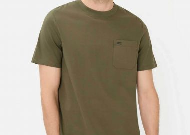 Camel Active ανδρικό T-shirt με τσέπη και κεντημένο monogram Regular Fit - C261-409700-7T28 Λαδί - CAMEL ACTIVE - 