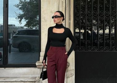 CANDRA γυναικείο μπορντό παντελόνι σε ισια γραμμή - SOU - 