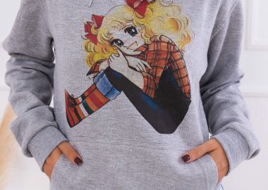 CANDY CANDY GREY HOODIE - fashionroom - 