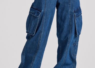 Cargo denim παντελόνι με ελαστική μέση - FUNKY BUDDHA - 