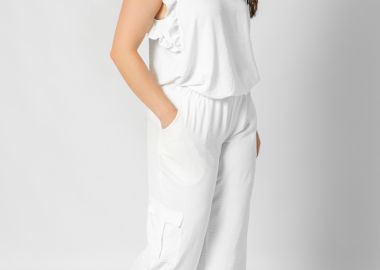 Cargo παντελόνι με λάστιχο στη μέση σε λευκό χρώμα -  - 