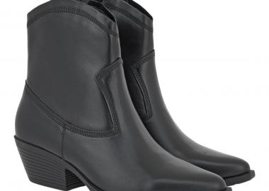 CARLA CORTEZ Γυναικεία Μποτάκια COW BOY 16W-261 Μαύρο Δέρμα V316W2613002 - CARLA CORTEZ - 