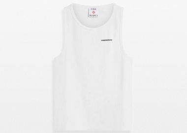 CASABLANCA Ανδρικό Λευκό Ribbed Tank Top - CASABLANCA - 