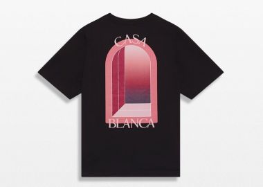 CASABLANCA Ανδρικό Μαύρο Black and Pink Arches T-Shirt - CASABLANCA - 