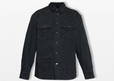CASABLANCA Ανδρικό Μαύρο Black Laser Long Sleeve Denim Shirt - CASABLANCA - 