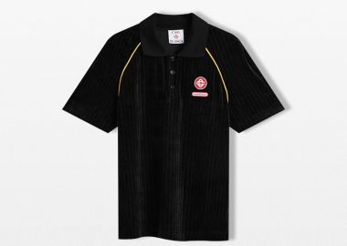 CASABLANCA Ανδρικό Μαύρο Rib Velour Raglan Polo - CASABLANCA - 