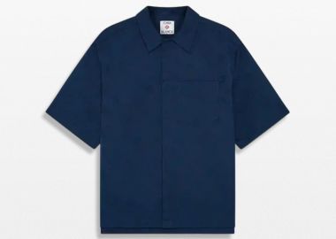 CASABLANCA Ανδρικό Μπλε Navy Monogram Short Sleeve Shirt - CASABLANCA - 